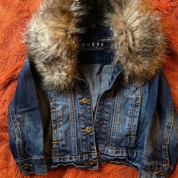 GUESS TODDLERS FAUX FUR JEAN JACKET - Picture 3 of 3